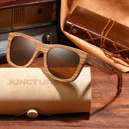 JUNCTURE Fashion Bamboo Wood Vintage Square Sunglasses Men Women Luxury Brand Designer Sun Glasses Wooden Driving UV400 Eyewear