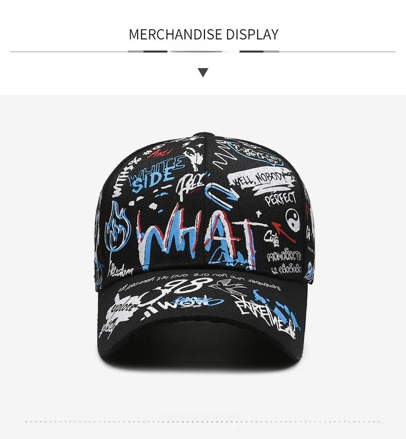 New Fashion Women Men Graffiti Cotton Baseball Cap Unisex Printed Snapback Hat Hip Hop Trendy Outdoor Cap Hat for Men Women