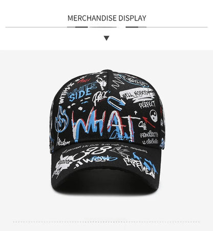 New Fashion Women Men Graffiti Cotton Baseball Cap Unisex Printed Snapback Hat Hip Hop Trendy Outdoor Cap Hat for Men Women