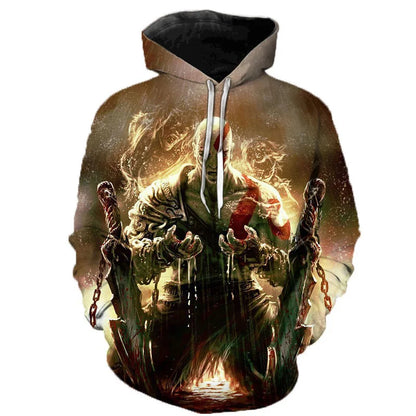 3D pop game God Of War printing Hoodies for men Kratos graphic hooded hoody kid fashion cool hip hop pullovers harajuku clothing