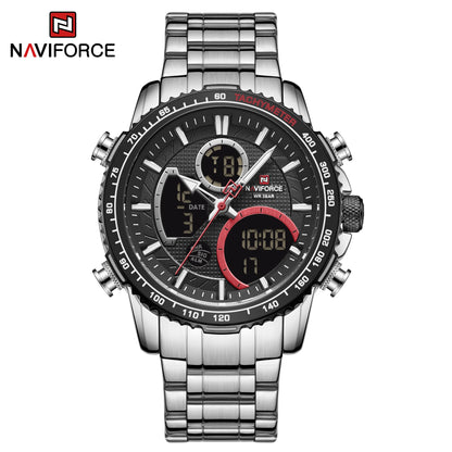Orologio sportivo da uomo NAVIFORCE – Orologio da polso originale di lusso in acciaio inossidabile, modello militare impermeabile con doppio display