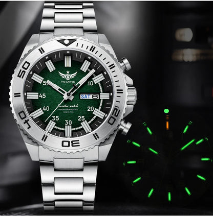 Yelang Watches V1035 44mm Men's Diving Watch Human Kinetic Energy Watch 100m Waterproof Watches Luminous Japan PX83 Sapphire