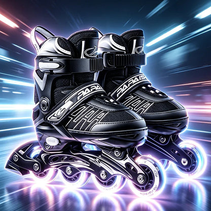 Inline Skates Boy Black Adjustable Size Pink Girl Children Sports Rollerblades High Speed New LED Light-Up Professional
