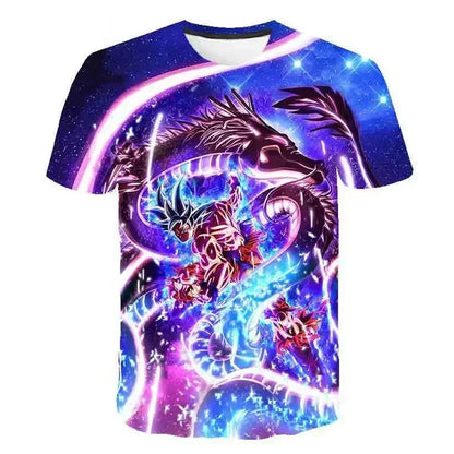 2024 New Fashion Dragon Ball 3D T-shirt Summer Short Sleeve O-Neck Goku Vegeta Men's Casual Shirt Boys'