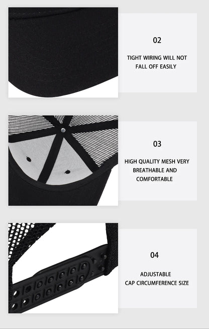 Trucker-kasket med bass-fiskekrog-print, justerbar, unisex, mesh, til fiskeentusiaster, solhat