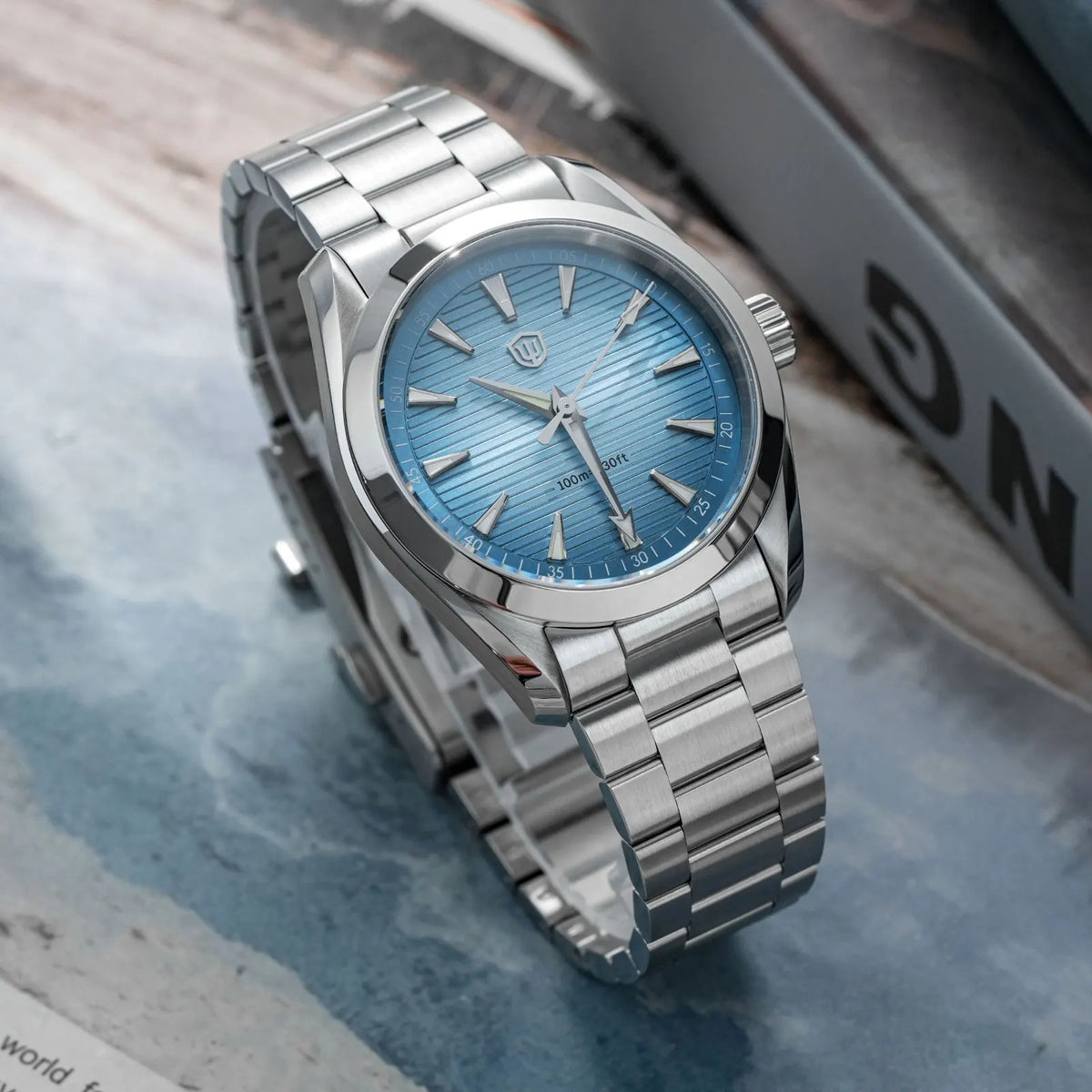Ρολόι Watchdives WD0006, μηχανισμός VH31 με ομαλή κίνηση του δευτερολέπτου, κυρτό ζαφειρένιο κρύσταλλο, φωταυγές επίστρωμα BGW9, αδιάβροχο έως 10 bar, 38 mm, vintage στυλ