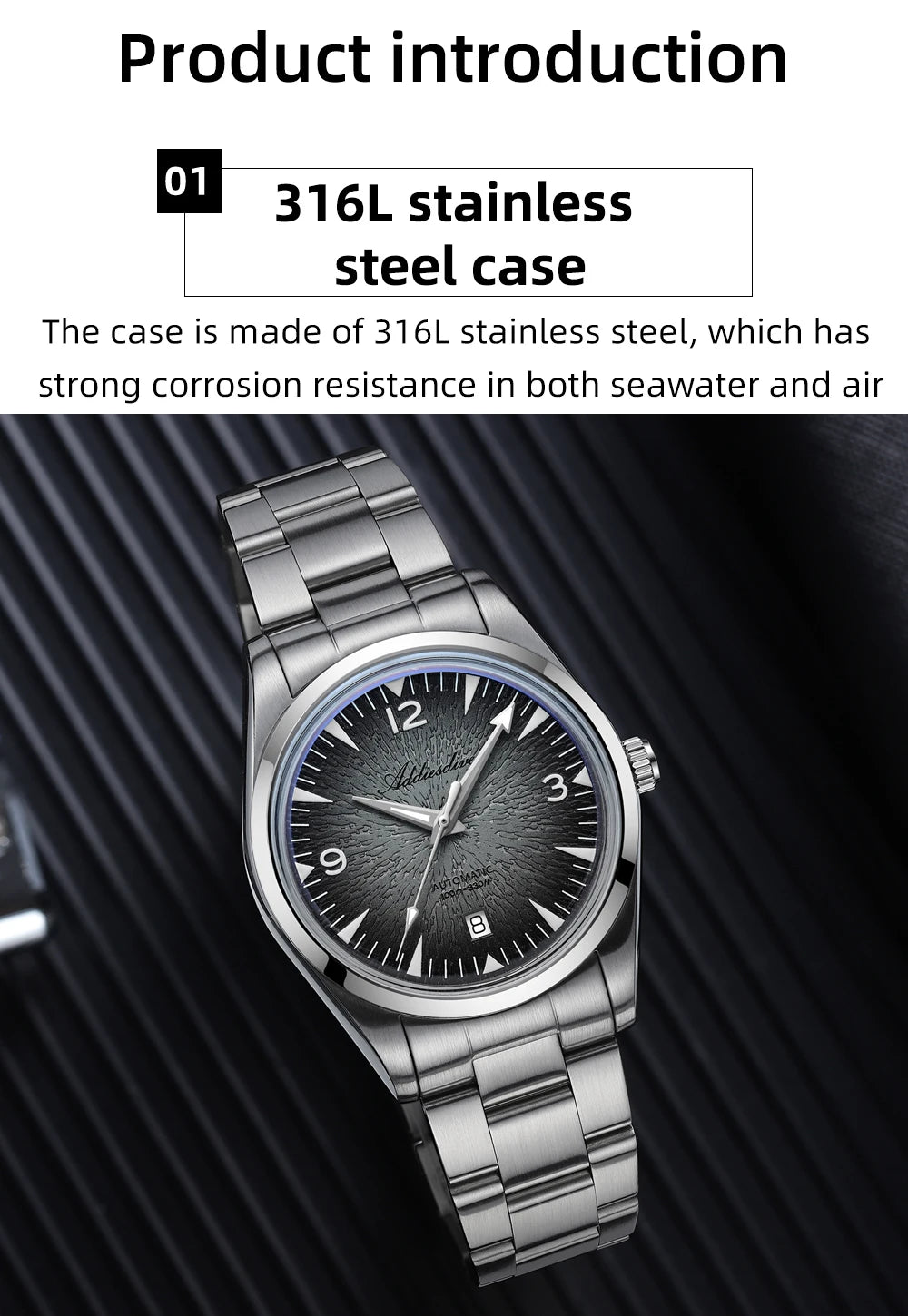 ADDIESDIVE AD2508 Man Diving Watch Luminous 100M Waterproof 316L Stainless Steel 8215 Movement Automatic Mechanical Watch reloj