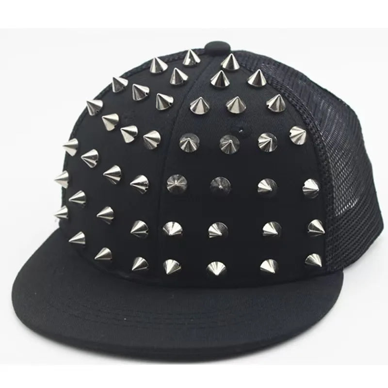 BASEBALL CAPS FOR BOTH Men Women Boys Girls Punk Studded Baseball Hip-Hop Hat Adjustable Snapback Spike Rivet Stud Cap