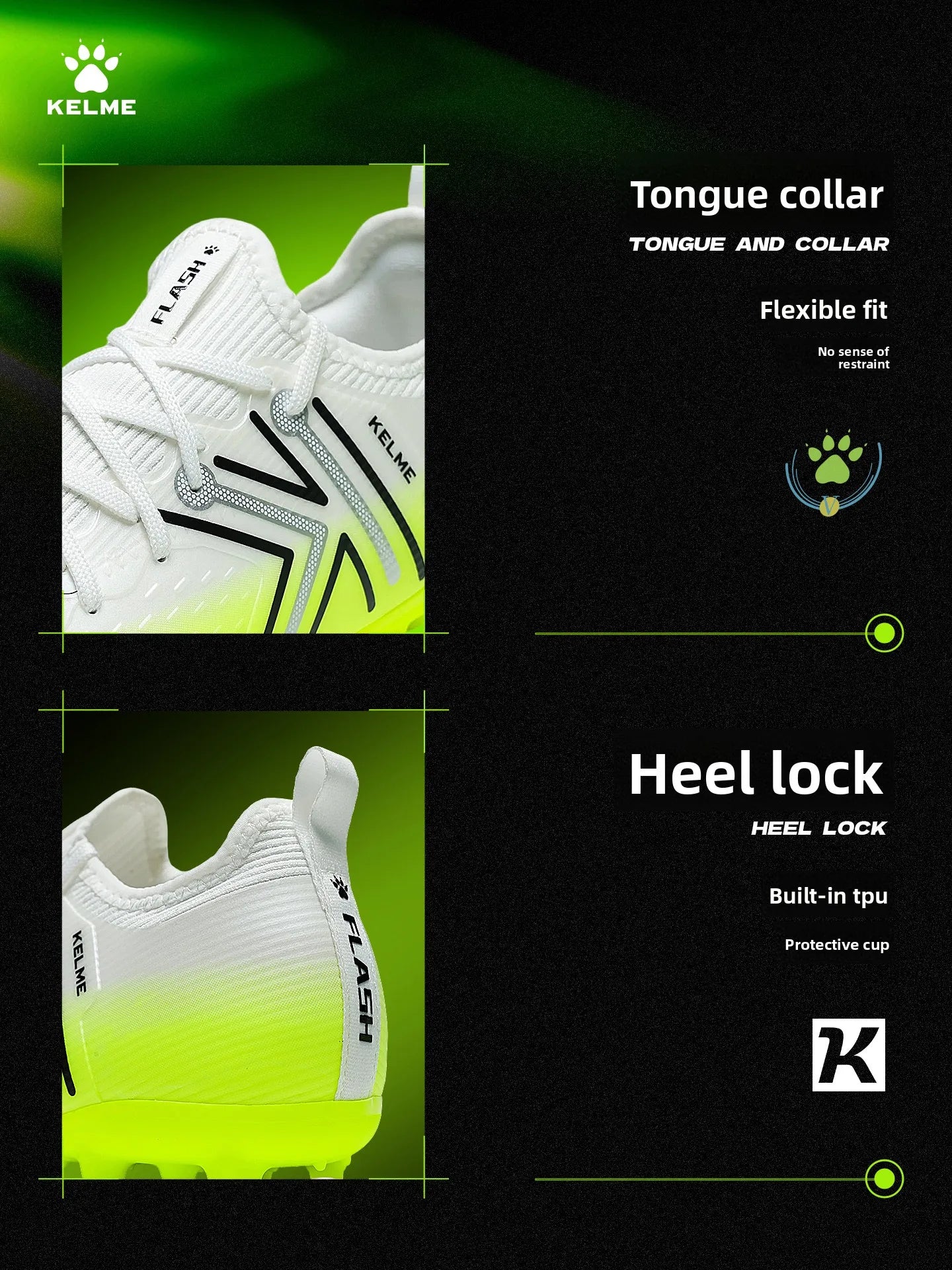 Kelme Men’s MG Soccer Cleats Indoor Short Studs Professional Match Football Boots Slip-Resistant Training Turf Shoes