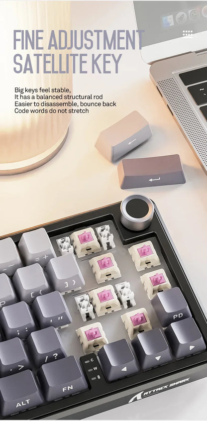 Attack Shark X66 Tastiera meccanica wireless 65% layout compatto, retroilluminazione RGB, gasket mount, hot swap, Bluetooth, USB-C, PBT, batteria ad alta capacità