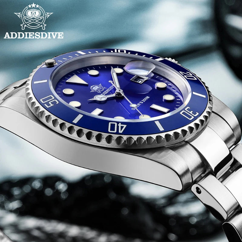 ADDIESDIVE Edelstahl-Uhr für Herren, europäische und amerikanische Business-Freizeit-Quarzuhr, wasserdichte Outdoor-Sportuhr