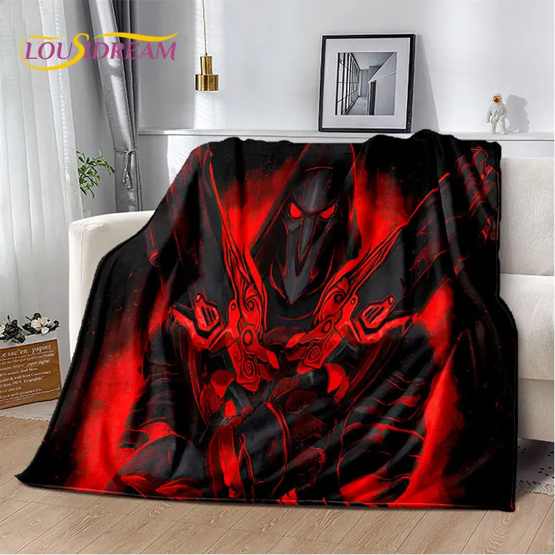 Overwatch Game Gamer D.Va Reaper Soft Plush Blanket, Flannel Blanket Throw Blanket for Living Room Bedroom Bed Sofa Picnic Kid 3D