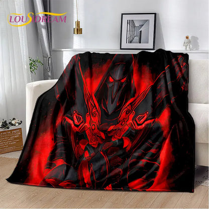 Overwatch Game Gamer D.Va Reaper Soft Plush Blanket, Flannel Blanket Throw Blanket for Living Room Bedroom Bed Sofa Picnic Kid 3D