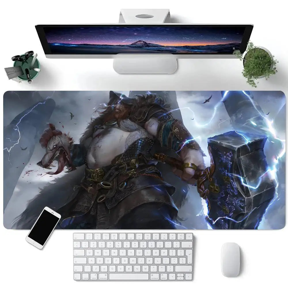 Game God Of War Kratos Mousepad Large Keyboard Desk Mat Gaming Mouse Pad LockEdge Non-slip Mat
