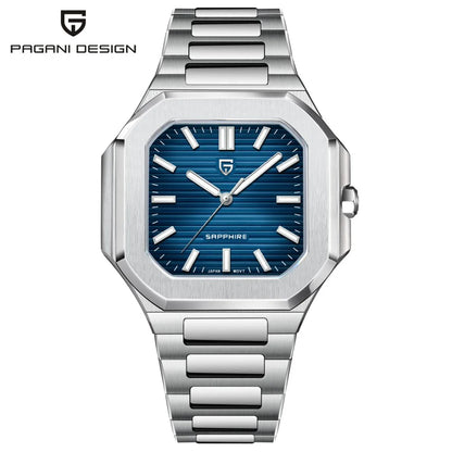 PAGANI DESIGN New V2 Orologio da uomo quadrato al quarzo, marchio di lusso premium, sportivo, impermeabile, in zaffiro e acciaio inossidabile