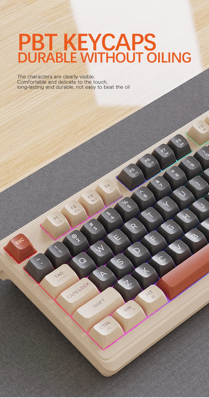 Teclado Sem Fios Bluetooth M96 FREEWOLF com Ecrã Digital, Retroiluminação RGB, Bateria de 2000mAh e Teclas PBT para PC/Portátil