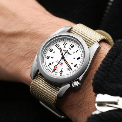 BODERRY Men Automatic Watch 40MM Titanium Pilot Sport Mechanical Wristwatch 100m Waterproof Sapphire C3 Luminous NH35