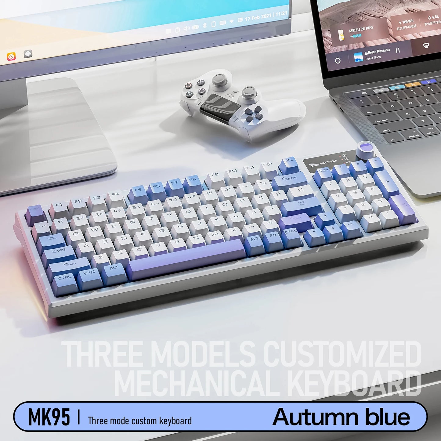 SMAILWOLF MK95 Bluetooth Wireless Three-Mode Mechanical Keyboard Arabic Russian Korean Thai Spanish Keyboard E-Sports Game