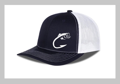 Trucker-kasket med bass-fiskekrog-print, justerbar, unisex, mesh, til fiskeentusiaster, solhat