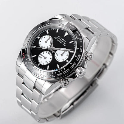 Sugess Panda Chronograph Movement Automatic Mechanical Chronograph Wristwatch Waterproof Diving Men Watches Ceramic Bezel Tona
