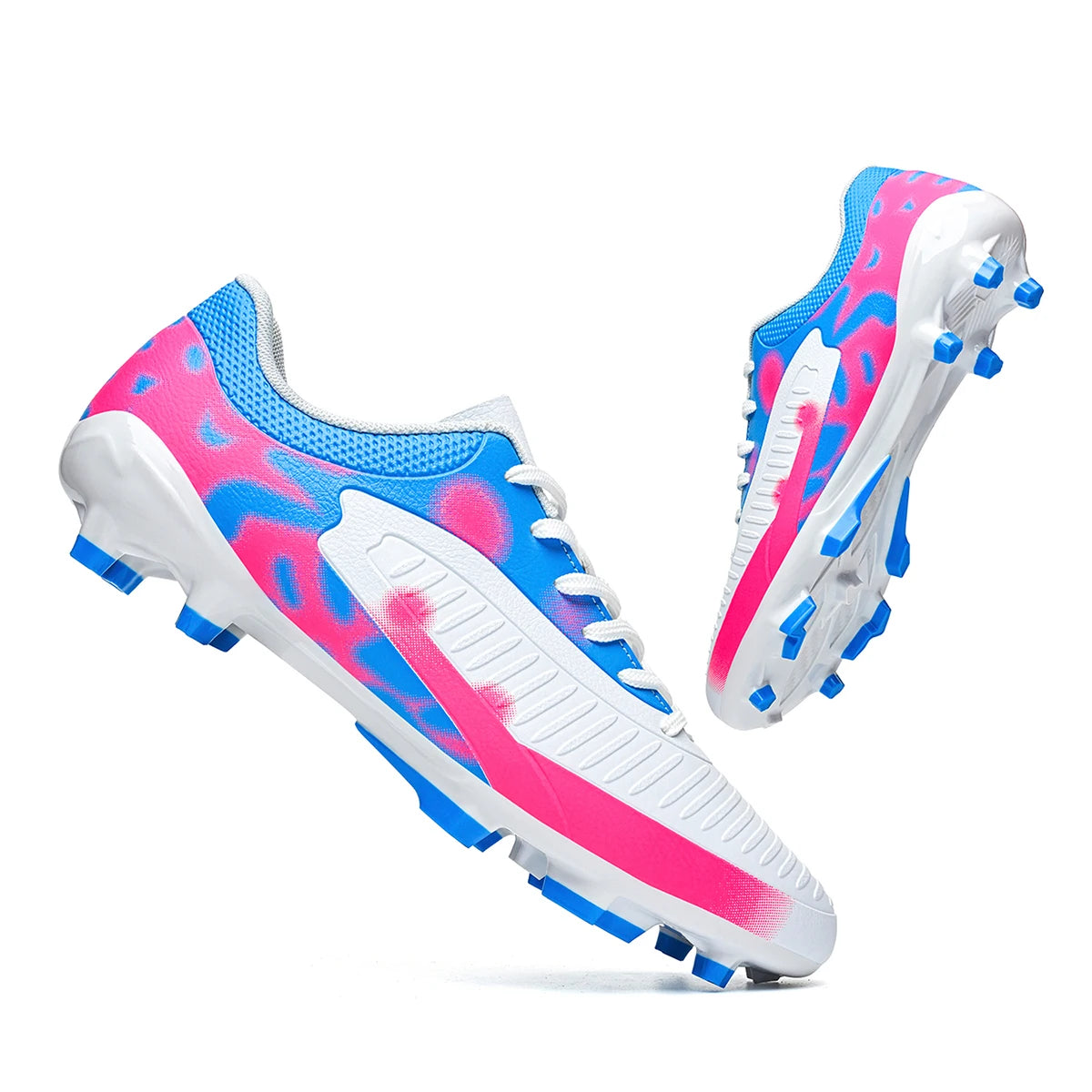 Chaussures de football FG pour hommes adultes, crampons pour terrain ferme, semelle respirante en PU résistante à l'usure pour l'entraînement et la compétition de football sur pelouse en plein air