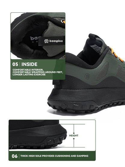 Baasploa Men Hiking Shoes High Quality Comfort Soft Waterproof Male Trekking Sneakers Resistant Non-Slip Outdoor Climbing Shoes