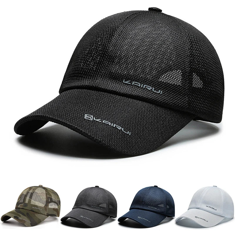 KAIRUI Atmungsaktive Vollmesh-Kappe – Trendige Baseballkappe für Herren, Hip-Hop-Kappe, Outdoor-Freizeit-Sport-Sonnenkappe für Damen, dekorative Kappe