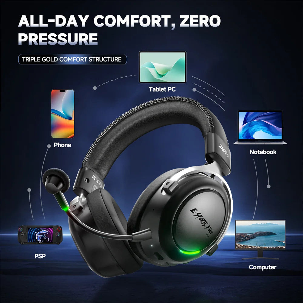 New Wireless Gaming Headphone, Bluetooth 6.0, 53mm Titanium Drivers, 7.1 Virtual Surround Sound, 15ms Zero-Latency, for PC/PS5/Mobile