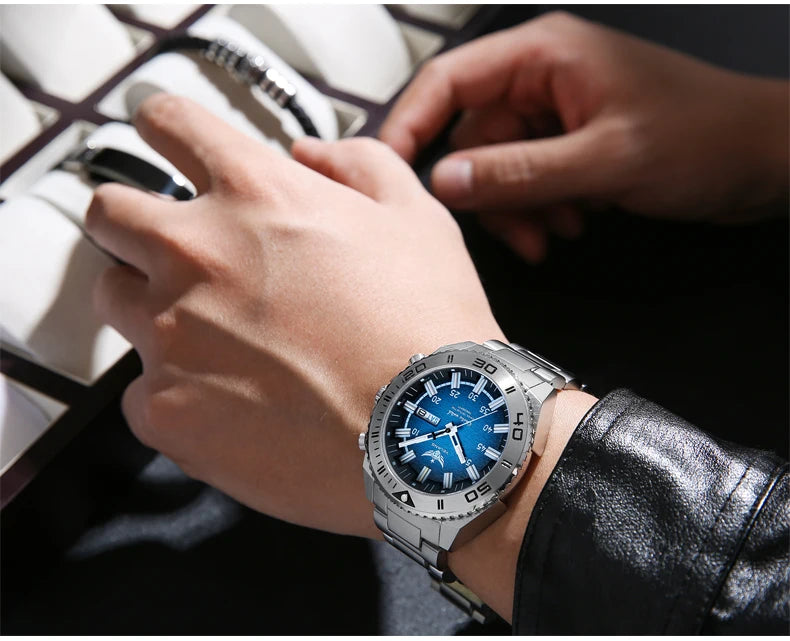 Yelang Watches V1035 44mm Men's Diving Watch Human Kinetic Energy Watch 100m Waterproof Watches Luminous Japan PX83 Sapphire