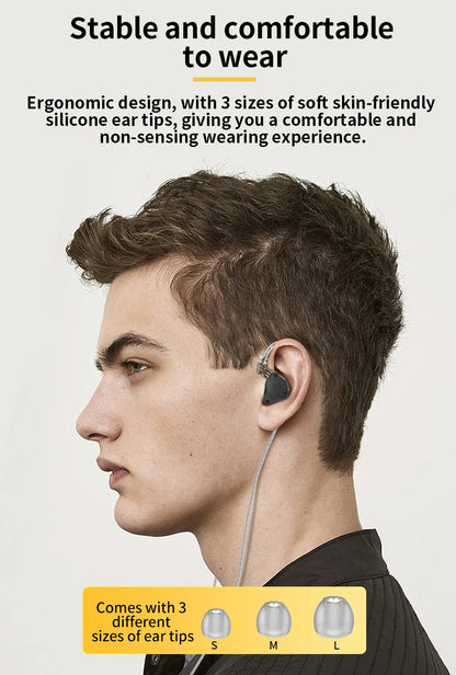 Auscultadores In-Ear com Fio KZ ZS10 Pro X, HiFi, Graves de Monitorização, Cabo Amovível e Microfone