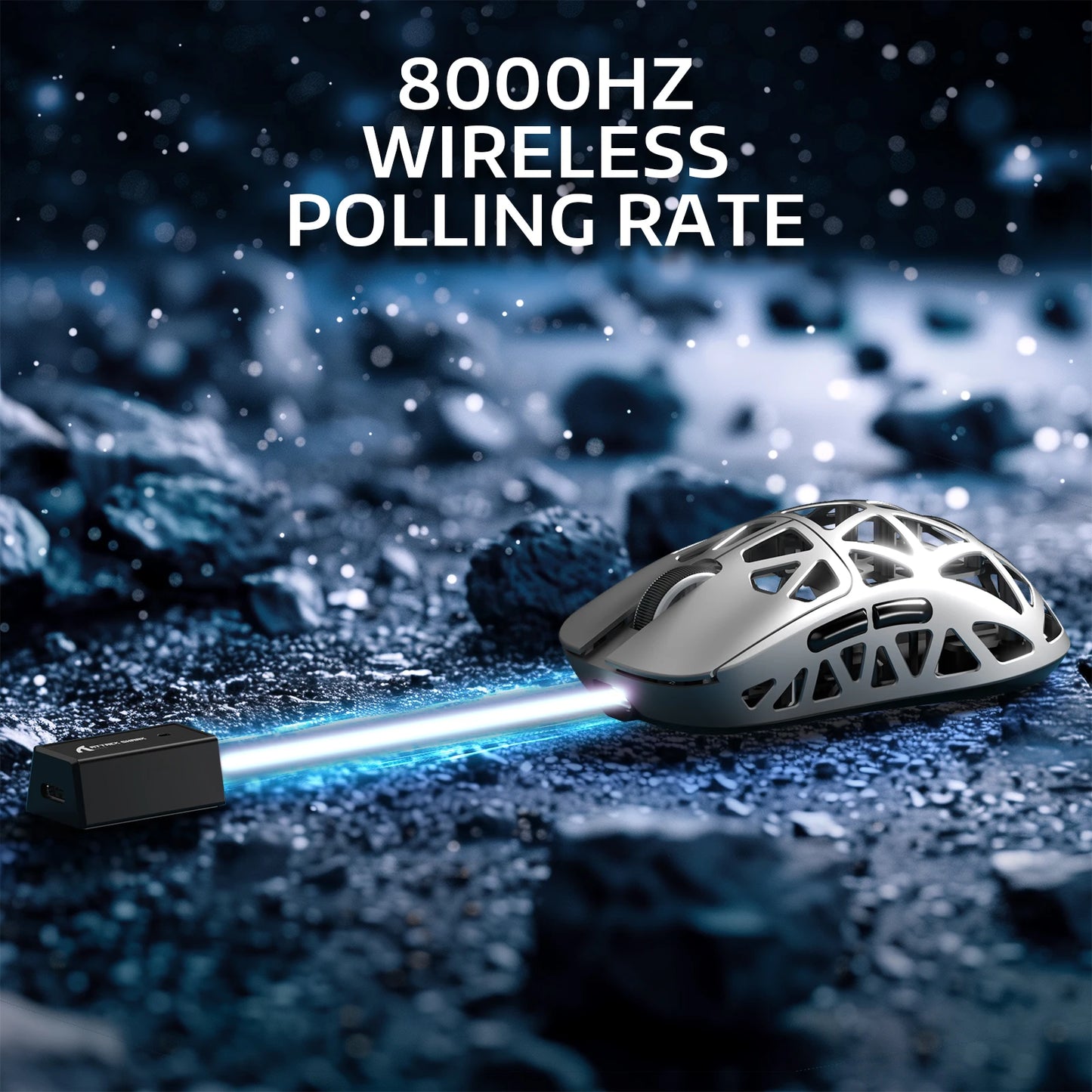Mouse da gaming ATTACK SHARK R2 in lega di magnesio PAW3950, tri-mode, 8000hz, 42000 DPI, ultraleggero 45g, microswitch da 100M clic