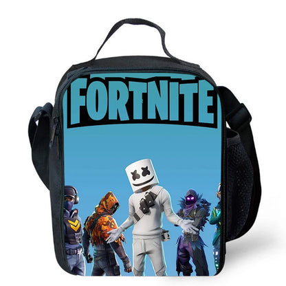 Cute Cartoon Lunch Bag Insulated Thermal Food Container Leakproof Reusable Fortnite Lunch Cooler Bag for Kids Students