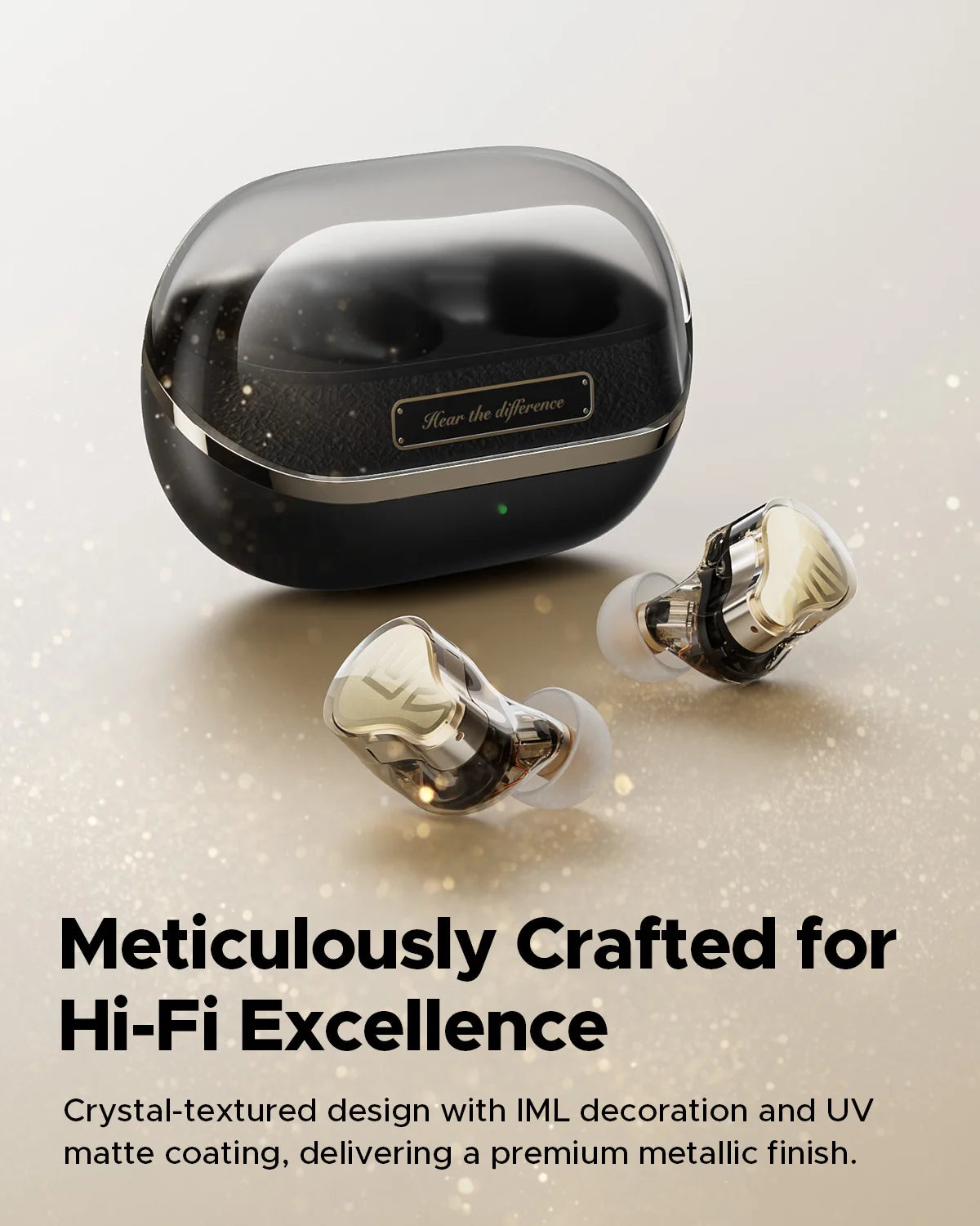 SoundPEATS H3 Wireless Bluetooth Earbuds Hybrid 3 Driver HiFi Earphones with 55dB Adaptive ANC, LDAC aptX Lossless Audio, Hi-Res Wireless Headphones