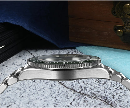Orologio subacqueo di lusso da uomo San Martin 40mm, Miyota 9015, quadrante smaltato sunburst, automatico meccanico, impermeabile 200m, SN0148