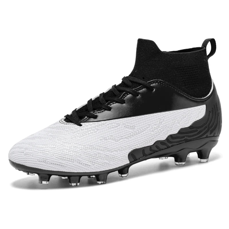Black Men's Soccer Shoes AG/FG Cleats Training Football Boots High Ankle Sports Shoes for Men Kids Adults Sneakers Sizes 35-45