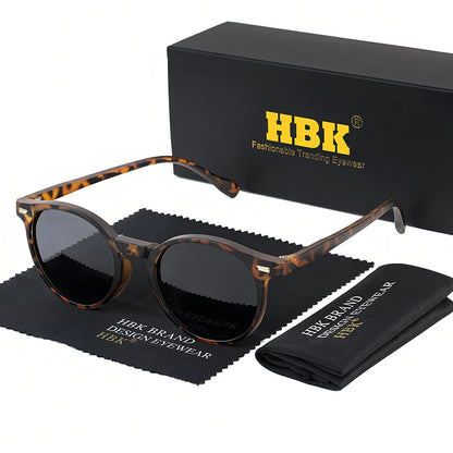 HBK Fashion Polarized Sunglasses Men Round TR90 Frame Fashion Sun Glasses Women Driving Sports UV400 Lunette De Soleil Homme