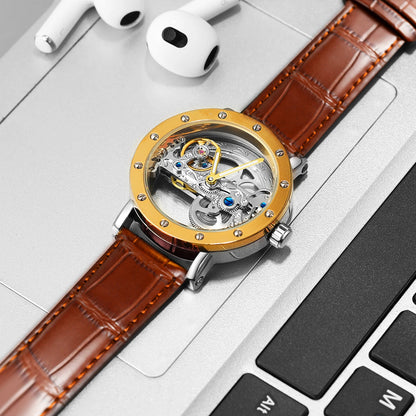 2026 Top Brand Luxury Steel Skeleton Tourbillon Automatic Watch Men's Leather Mechanical Waterproof Luminous Elegant Wrist Clock
