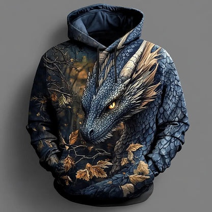 Sweatshirts com capuz 3D Dragon para homem, estilo moderno e arrojado, uso diário, manga comprida, gola redonda, festa, férias, streetwear, outono/inverno, casaco de fato de treino