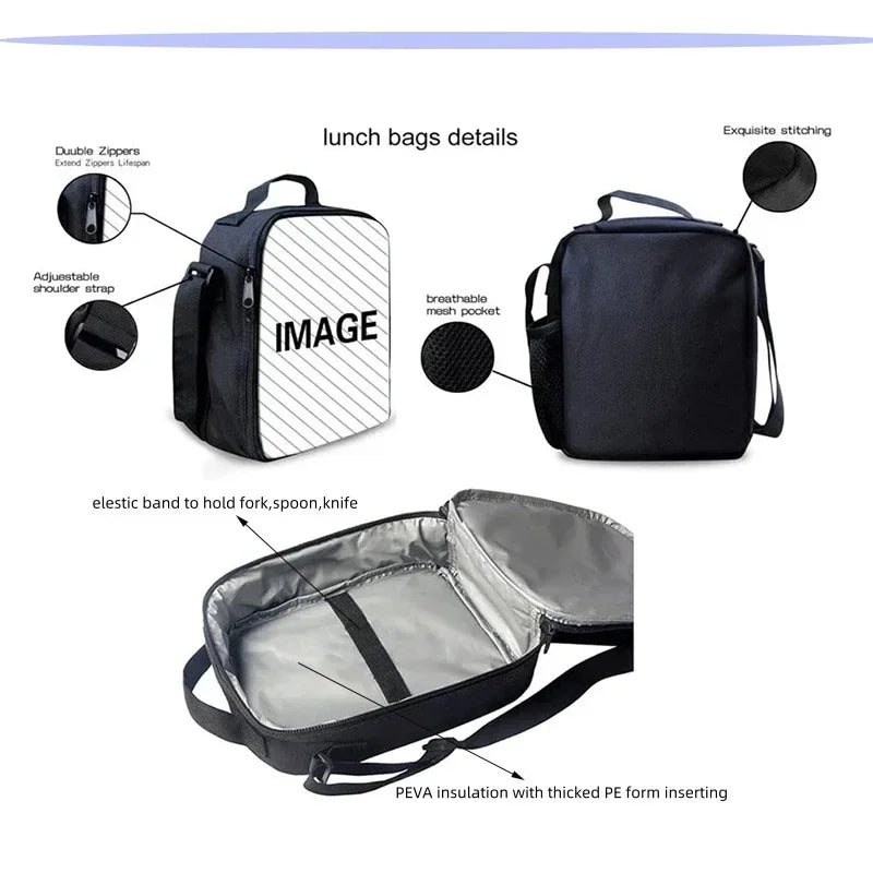 Popular Game Fortnite Child Insulated Large Capacity Bag for Boys and Girls Student Outdoor Reusable Thermal Cooler Lunch Box
