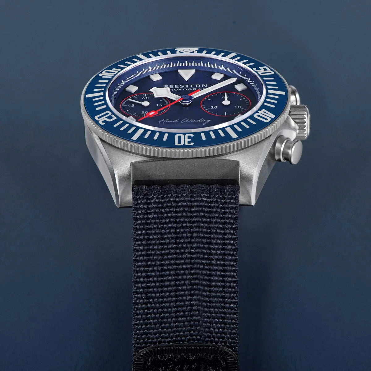 Cronógrafo SEESTERN para homem com movimento mecânico Tianjin ST1901, vidro de safira, bracelete de nylon, autocolante, luminoso, esqueleto
