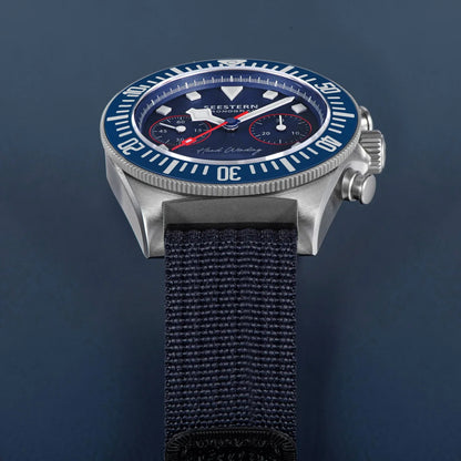 Cronógrafo SEESTERN para homem com movimento mecânico Tianjin ST1901, vidro de safira, bracelete de nylon, autocolante, luminoso, esqueleto