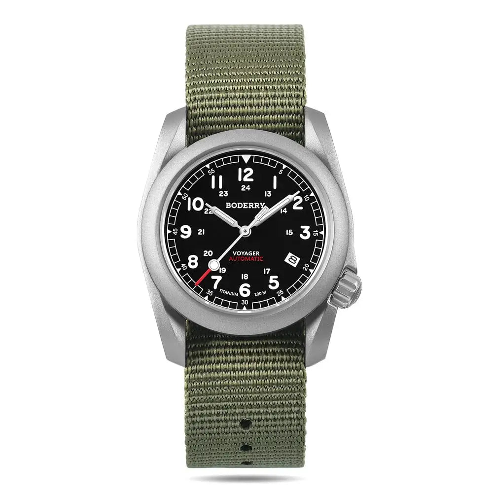 BODERRY Men Automatic Watch 40MM Titanium Pilot Sport Mechanical Wristwatch 100m Waterproof Sapphire C3 Luminous NH35