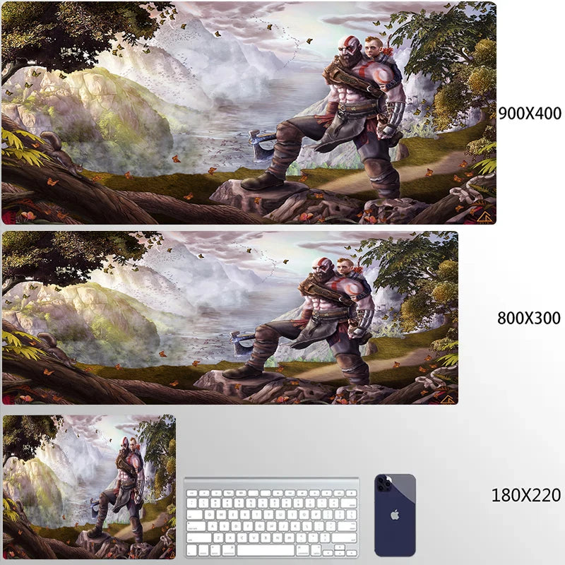 Large Mouse Pad G-God of War Pc Gamer Cabinet Keyboard Computer Game Desk Mat 900x400 Table Rug Gaming Accessories Xxl Mousepad