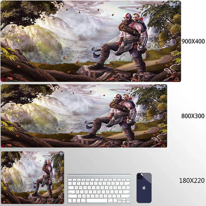 Large Mouse Pad G-God of War Pc Gamer Cabinet Keyboard Computer Game Desk Mat 900x400 Table Rug Gaming Accessories Xxl Mousepad