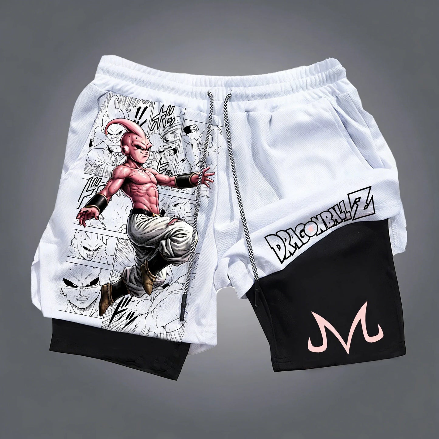 Dragon Ball GOKU Printed Double Layer Shorts Bandai Anime Loose Men's Summer Sweating Breathable Sports Shorts