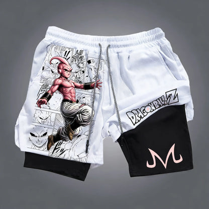 Dragon Ball GOKU Printed Double Layer Shorts Bandai Anime Loose Men's Summer Sweating Breathable Sports Shorts
