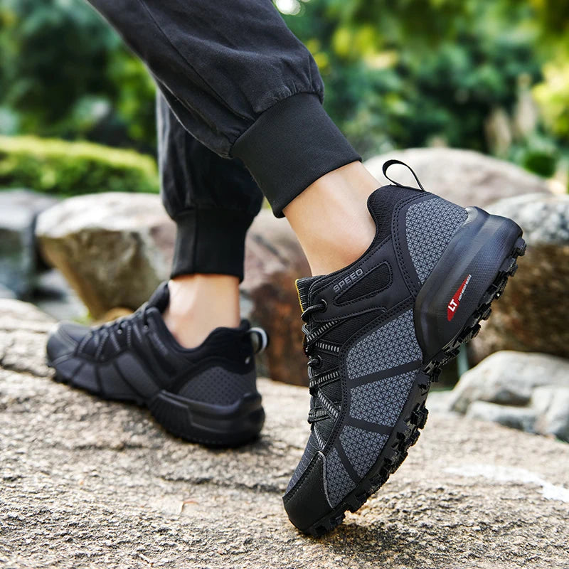 Sapatos de Caminhada para Homem Todo-o-Terreno, Calçado Desportivo Outdoor em Malha Respirável, Antiderrapante e Resistente ao Desgaste, Sapatos de Caminhada e Ciclismo Outdoor