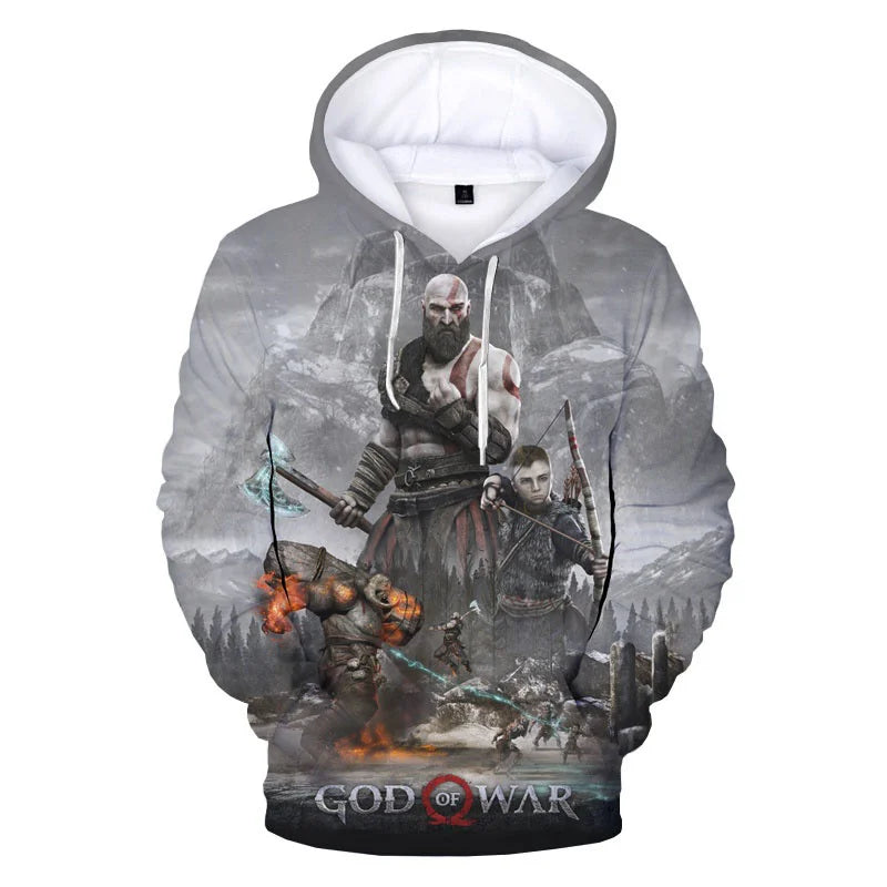 3D pop game God Of War printing Hoodies for men Kratos graphic hooded hoody kid fashion cool hip hop pullovers harajuku clothing