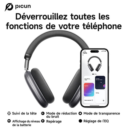 Picun F8 Pro ANC Wireless Headphones Head Tracking 3D Spatial Audio -52dB ANC HIFI Bluetooth Headset ENC HD Mic Low-Latency APP