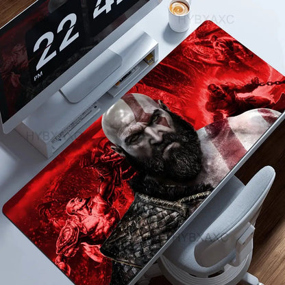 Large Size Mouse Pad God of War Gaming Accessories Keyboard Mausepad Computer Pc Gamer Cabinet Deskmat Anime Rubber HYBXAXC XXL
